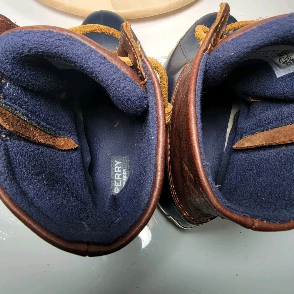 Sperry Saltwater Duck Boots Navy Blue And Brown Women Size 8